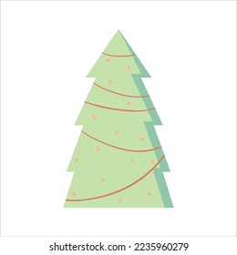 Cartoon Christmas Tree Vector Ornament
