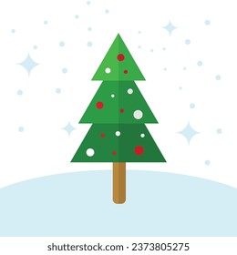 Vector de árbol de navidad de dibujos animados con nieve