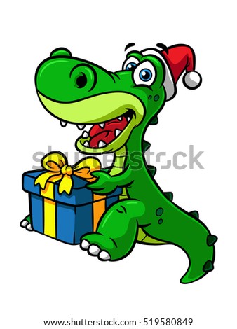 Cartoon Christmas T Rex Stock Vector (Royalty Free) 519580849 ...