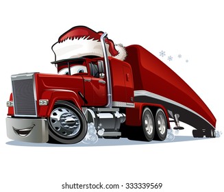 Cartoon Christmas truck isolated on white background. Available EPS-10 format separated by groups and layers for easy edit