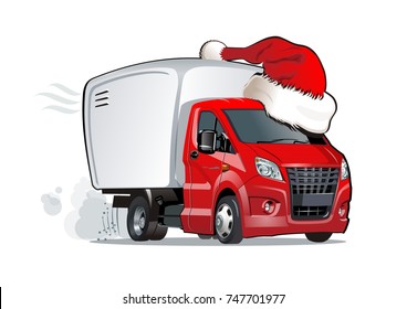 Cartoon christmas truck isolated on white background. Available EPS-10 vector format separated by groups and layers for easy edit