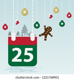cartoon christmas and winter season with flat design