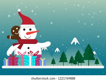 cartoon christmas and winter season with flat design