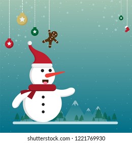 cartoon christmas and winter season with flat design