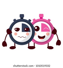 cartoon chronometer countdown kawaii character