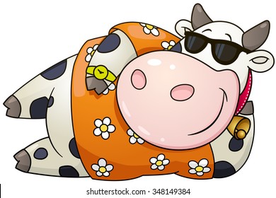 Cartoon chubby bull. Vector clip art illustration with simple gradients.