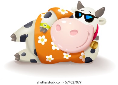 Cartoon chubby bull. Vector clip art illustration with simple gradients.