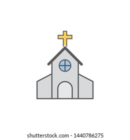 Cartoon Church Icon On A White Background