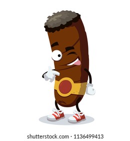 cartoon cigar bandage winks on a white background
