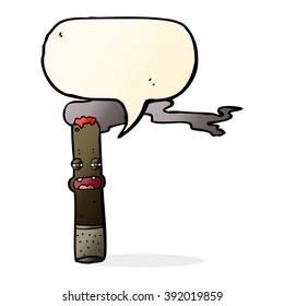 caricatura de cigarro con burbuja de habla