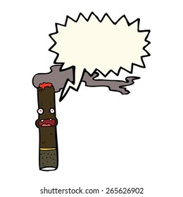 cartoon cigar with speech bubble