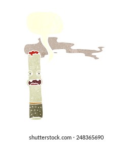 personaje de cigarrillo de caricatura con burbuja de habla