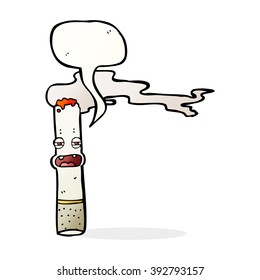 personaje de cigarrillo de caricatura con burbuja de habla