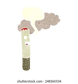 cartoon cigarette with speech bubble
