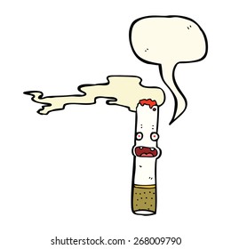 cartoon cigarette with speech bubble