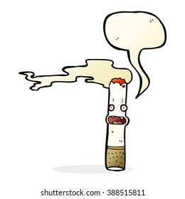 cigarrillo de dibujos animados con burbuja de habla