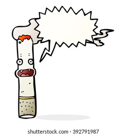 cigarrillo de dibujos animados con burbuja de habla