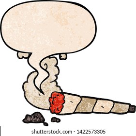 cigarro de desenho animado com balão de fala em estilo de textura retrô