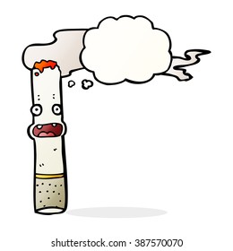 cartoon cigarette with thought bubble