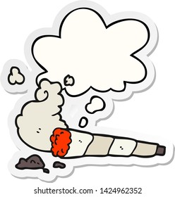 Cartoon-Zigarette mit Denkblase als Druckaufkleber