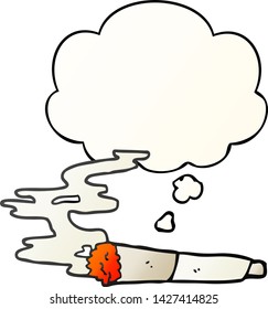 cartoon cigarette with thought bubble in smooth gradient style