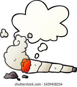 cartoon cigarette with thought bubble in smooth gradient style