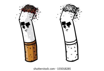 Cartoon cigarette - Vector clip art illustration on white background