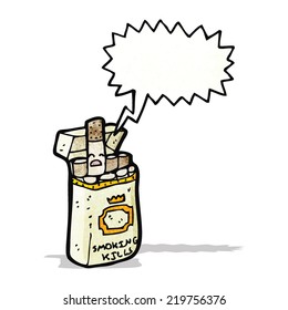 cartoon cigarettes with speech bubble