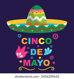 Cartoon Cinco de Mayo illustration. Mexican sombrero. Vector graphics