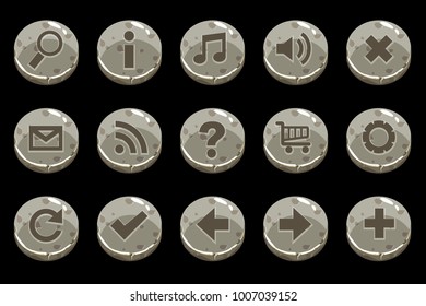 Cartoon Circle old stone buttons