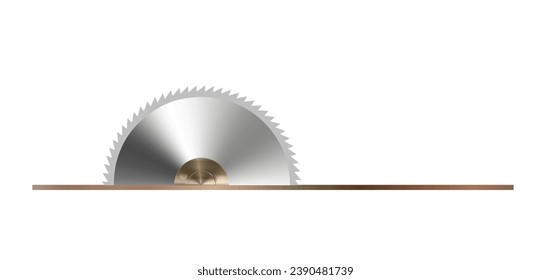 Cartoon circular blades icon or symbol. Drawing half logo. Circular saw blade for woodworking machine, sawing machine. Electric saw, circle. Vector