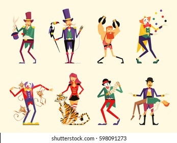 Cartoon Circus Characters. Circus Performers Set
