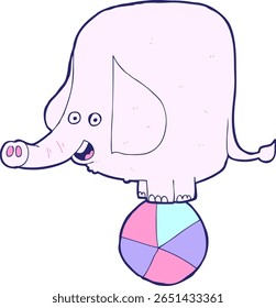 cartoon circus elephant in bright neon color