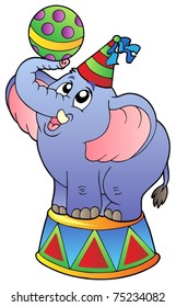 Cartoon circus elephant - vector illustration.