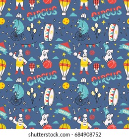 Cartoon circus seamless background