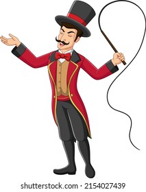 Cartoon circus trainer holding a whip