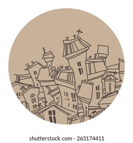 Cartoon city. Abstract image of houses. Vector illustration. cartoon town