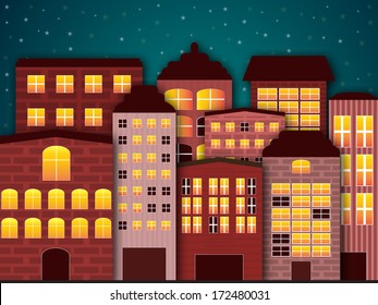  Cartoon city in the dark