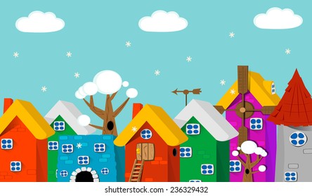 Cartoon city landscape. Vector eps 10