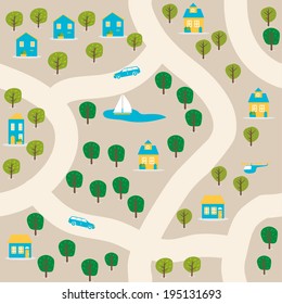 Cartoon city map