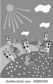 cartoon city postcard