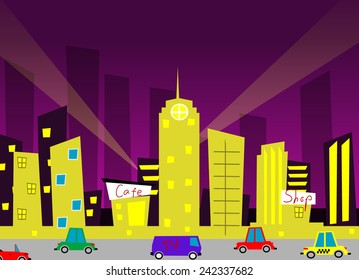 Cartoon city. Vector eps 10