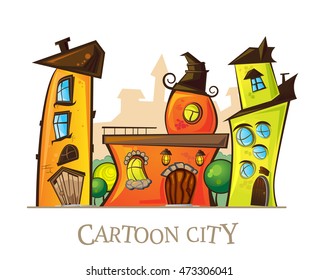 Cartoon city vector illustration. 