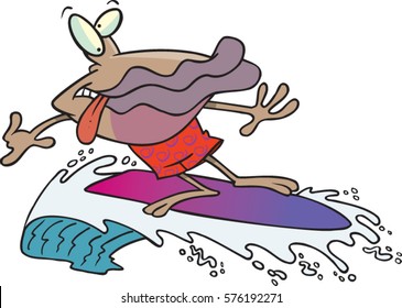 cartoon clam surfing