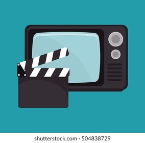 cartoon clapperboard tv movie design