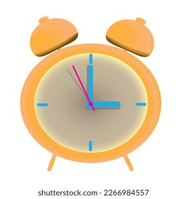 Cartoon classic alarm clock isolated on white background. Vector illustration