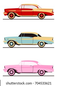 Cartoon classic american coupe. Flat vector.