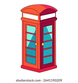 Cartoon Classic Red Telephone Booth Simple Design Icon Digital Source 