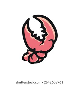 Garra do desenho animado pinça poderosamente contra um vetor de fundo branco