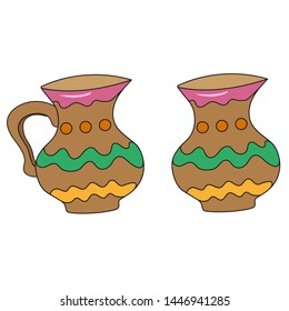 Cartoon clay jug with and without handle